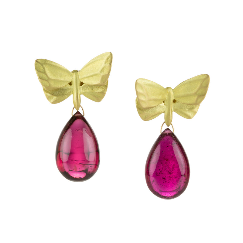 Gabriella Kiss Small Butterfly Studs with Rubellite Drops | Quadrum Gallery