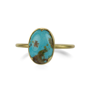 Gabriella Kiss Three Scallop Oval Persian Turquoise Ring | Quadrum Gallery