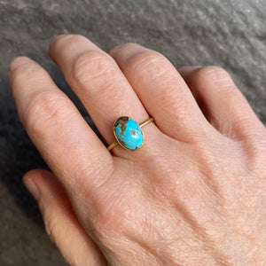 Gabriella Kiss Three Scallop Oval Persian Turquoise Ring | Quadrum Gallery