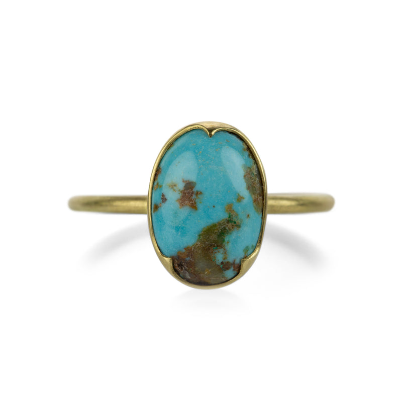 Gabriella Kiss Three Scallop Oval Persian Turquoise Ring | Quadrum Gallery