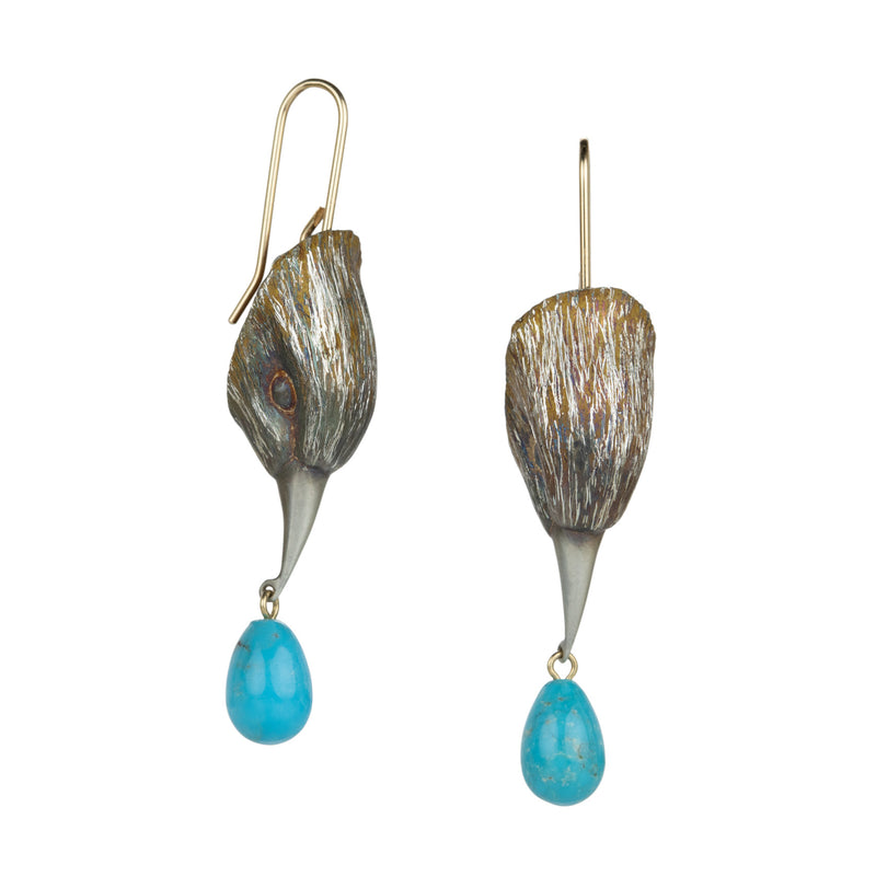 Gabriella Kiss Sterling Silver and Turquoise Bird Head Earrings | Quadrum Gallery