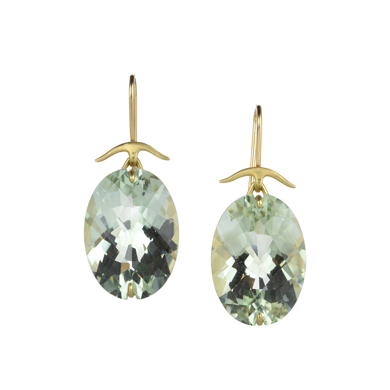 Gabriella Kiss Prong Set Green Amethyst Drop Earrings | Quadrum Gallery