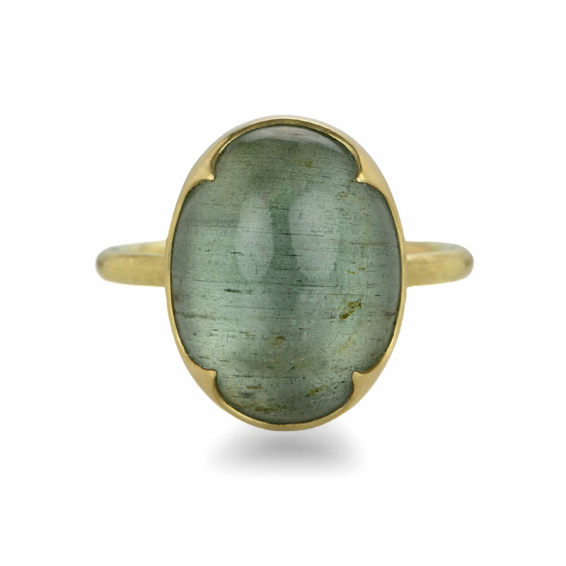 Gabriella Kiss 18k Yellow Gold Oval Moss Aquamarine Ring | Quadrum Gallery