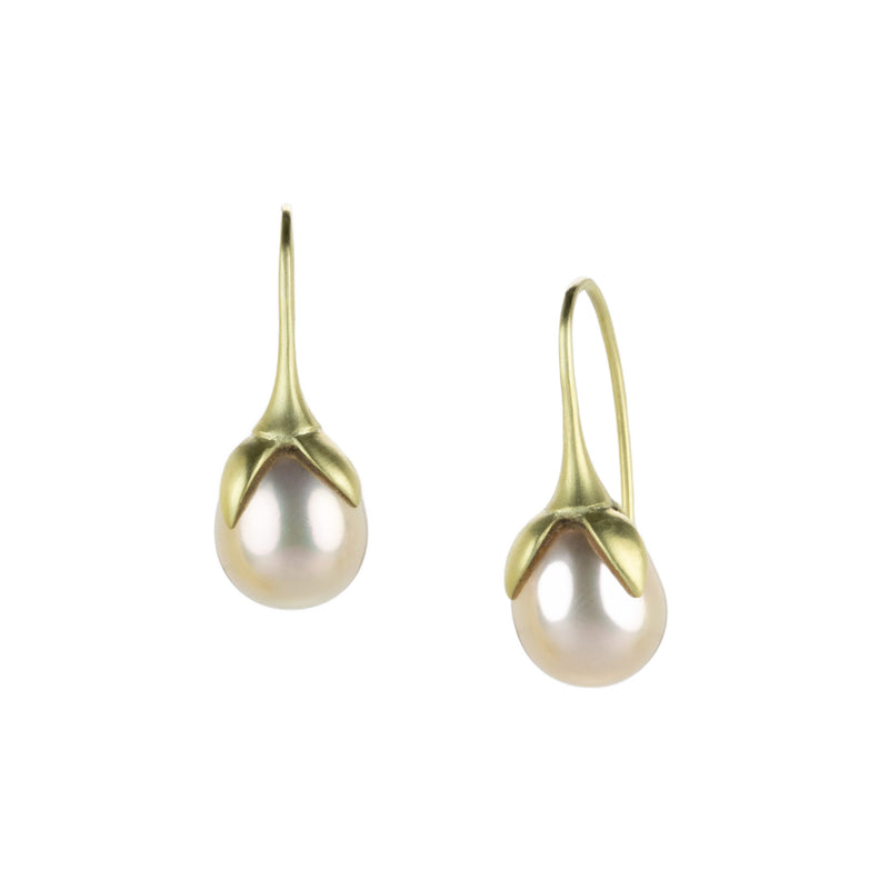 Gabriella Kiss 14k Yellow Gold Pink Pearl Eggplant Earrings | Quadrum Gallery