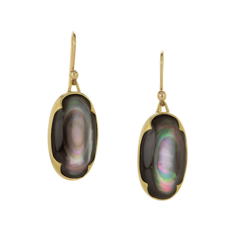 Gabriella Kiss 18k Oval Black Mother of Pearl Earrings | Quadrum Gallery