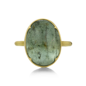 Gabriella Kiss 18k Smooth Oval Moss Aquamarine Ring | Quadrum Gallery