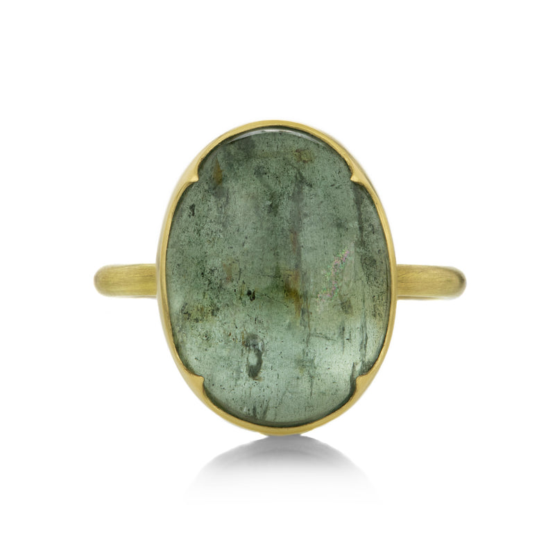 Gabriella Kiss 18k Smooth Oval Moss Aquamarine Ring | Quadrum Gallery