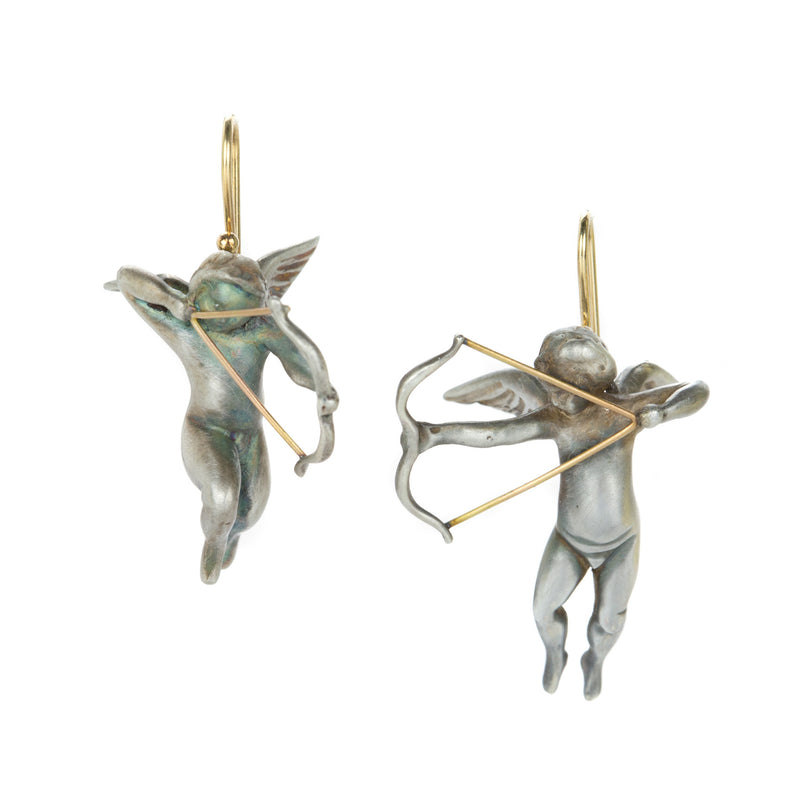 Gabriella Kiss Silver Cupid Drop Earrings | Quadrum Gallery