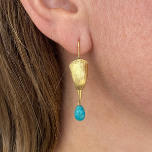 Gabriella Kiss 18k Bird Head Earrings with Turquoise Drops | Quadrum Gallery