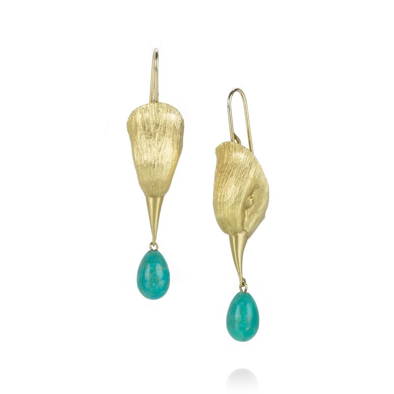 Gabriella Kiss 18k Bird Head Earrings with Turquoise Drops | Quadrum Gallery