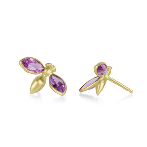 Gabriella Kiss 18k Faceted Pink Sapphire Gem Bug Studs | Quadrum Gallery