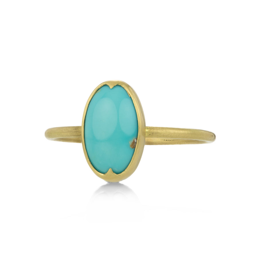 Gabriella Kiss 18k Smooth Oval Persian Turquoise Ring | Quadrum Gallery