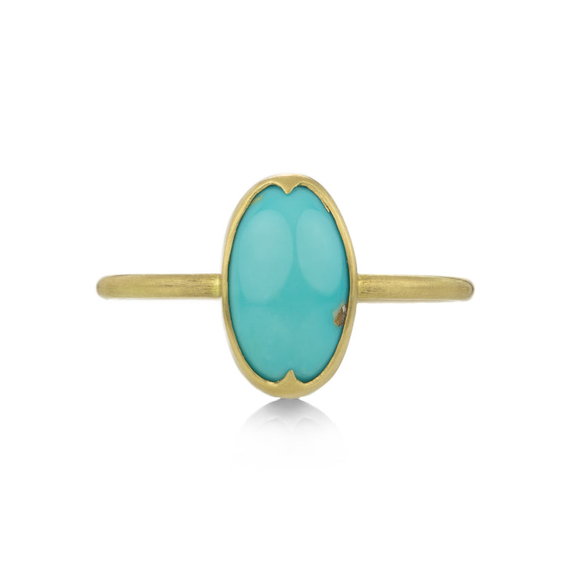 Gabriella Kiss 18k Smooth Oval Persian Turquoise Ring | Quadrum Gallery