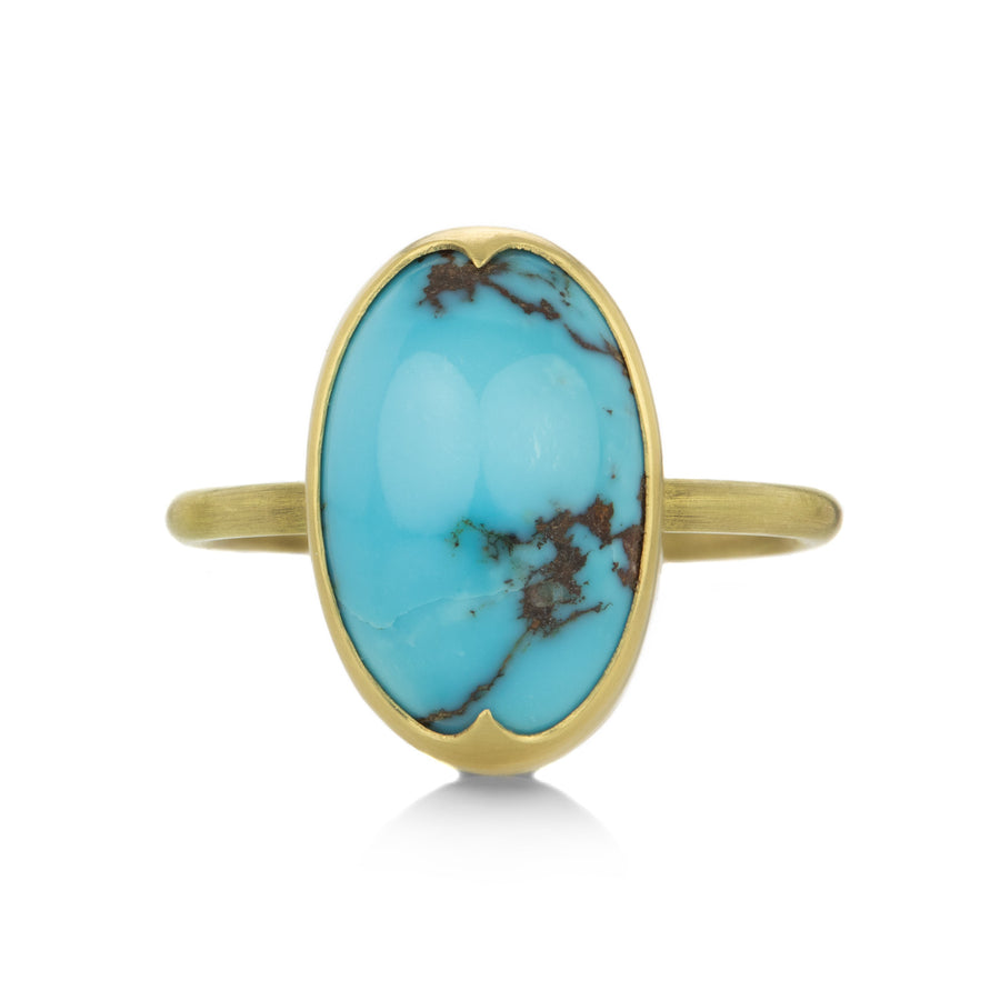 Gabriella Kiss 18k Oval Smooth Persian Turquoise Ring | Quadrum Gallery