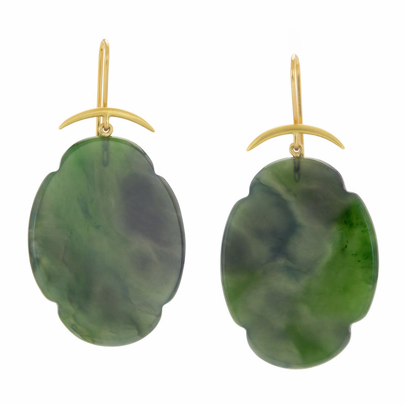 Gabriella Kiss Nephrite Jade Scallop Earrings | Quadrum Gallery