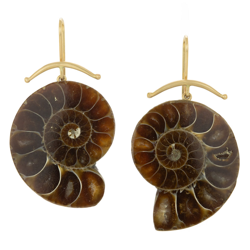 Gabriella Kiss 14k Large Ammonite Drop Earrings | Quadrum Gallery