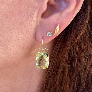 Gabriella Kiss Cushion Lemon Quartz Drop Earrings | Quadrum Gallery
