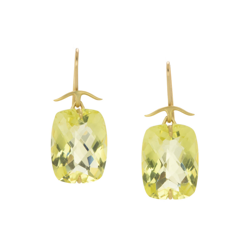 Gabriella Kiss Cushion Lemon Quartz Drop Earrings | Quadrum Gallery