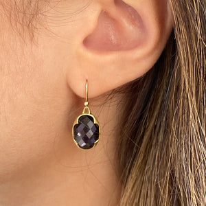 Gabriella Kiss Oval Faceted Amethyst over Hematite Earrings | Quadrum Gallery