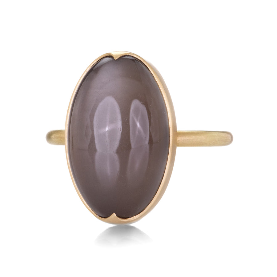 Gabriella Kiss 18k Smooth Oval Gray Moonstone Ring | Quadrum Gallery