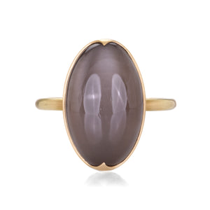 Gabriella Kiss 18k Smooth Oval Gray Moonstone Ring | Quadrum Gallery