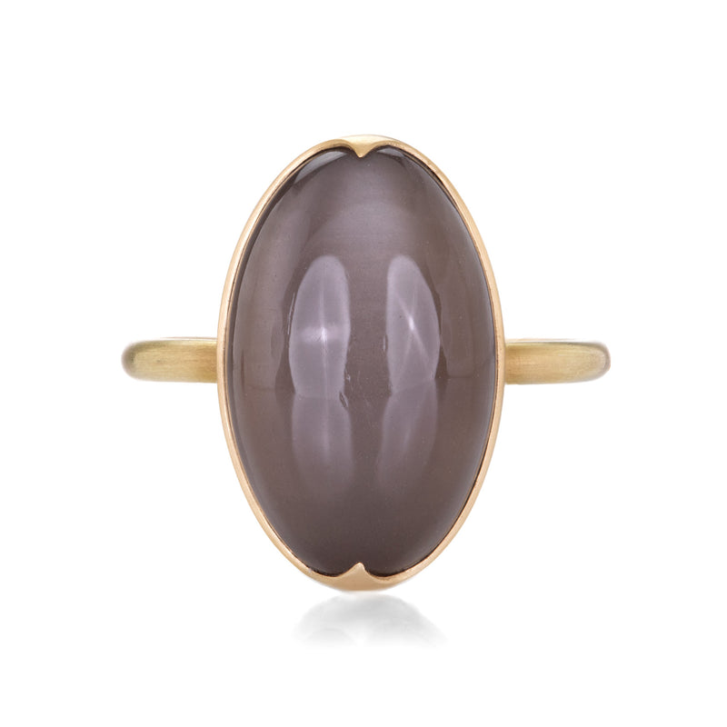 Gabriella Kiss 18k Smooth Oval Gray Moonstone Ring | Quadrum Gallery