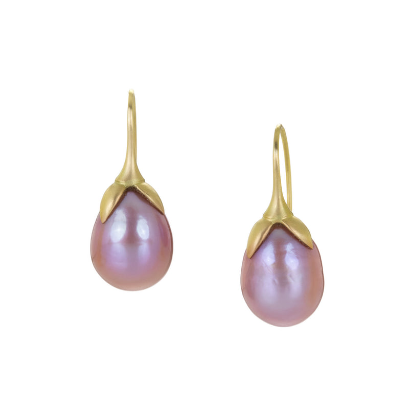 Gabriella Kiss Large Mauve Eggplant Pearl Earrings | Quadrum Gallery