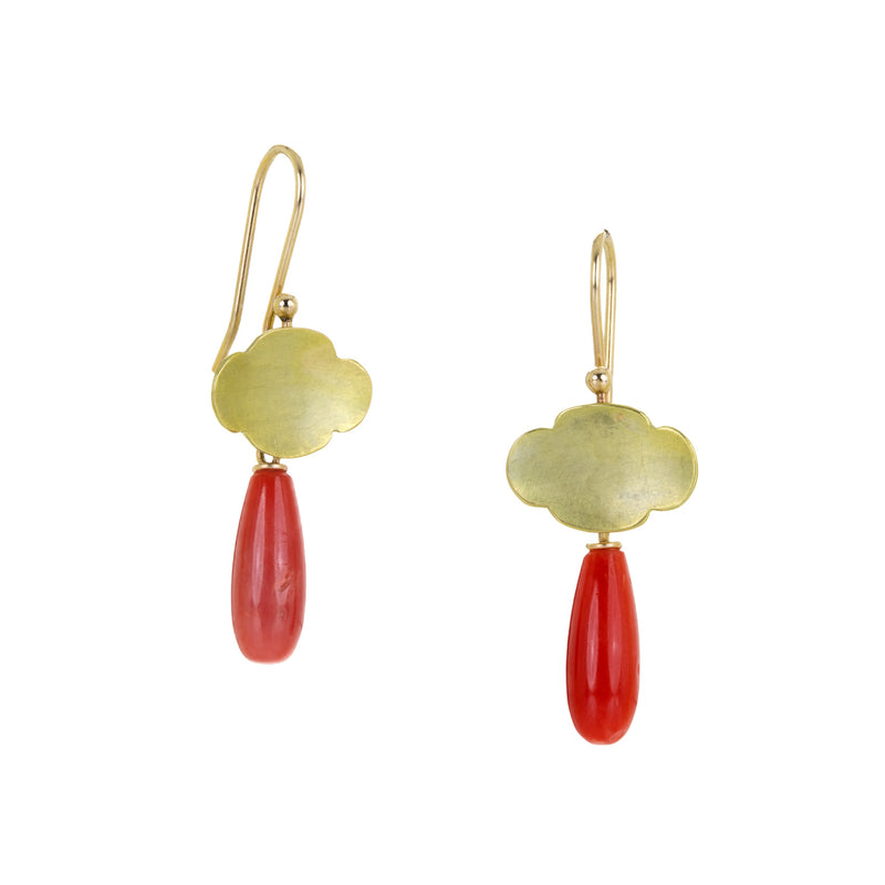 Gabriella Kiss Tiny Scallop Earrings with Red Coral Drops  | Quadrum Gallery
