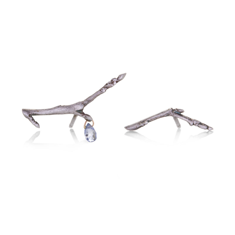 Gabriella Kiss Sterling Silver Branch Studs With Sapphire Drop | Quadrum Gallery