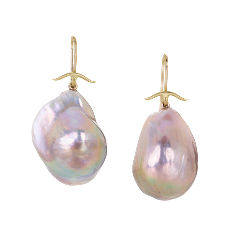 Gabriella Kiss Large Mauve Mabe Pearl Drop Earrings | Quadrum Gallery