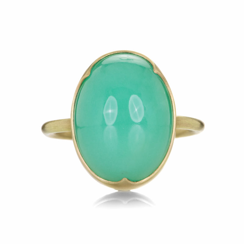 Gabriella Kiss 18k Oval 3 Scallop Chrysoprase Ring | Quadrum Gallery