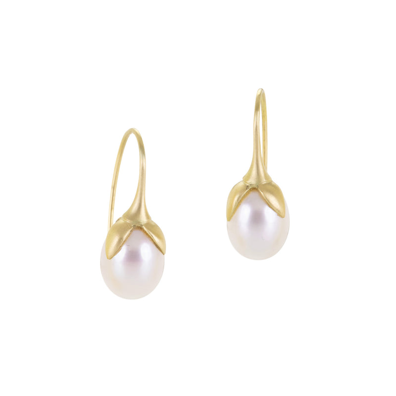 Gabriella Kiss 14k White Eggplant Pearl Drop Earrings | Quadrum Gallery