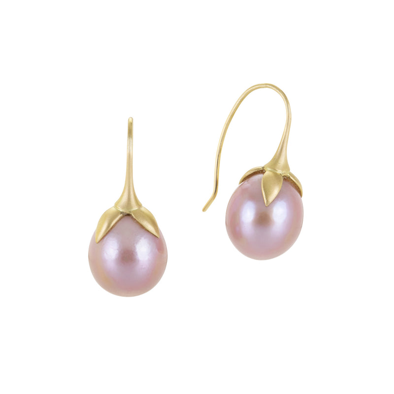 Gabriella Kiss 18k Pink Pearl Eggplant Earrings | Quadrum Gallery