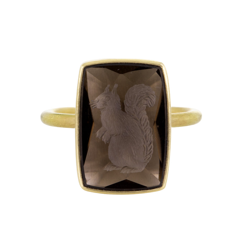 Gabriella Kiss Smoky Quartz Squirrel Intaglio Ring | Quadrum Gallery