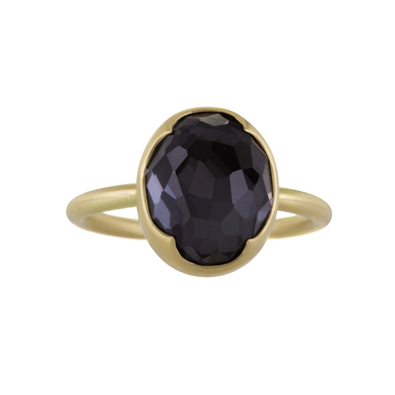 Gabriella Kiss Oval Blue Topaz over Hematite Ring | Quadrum Gallery