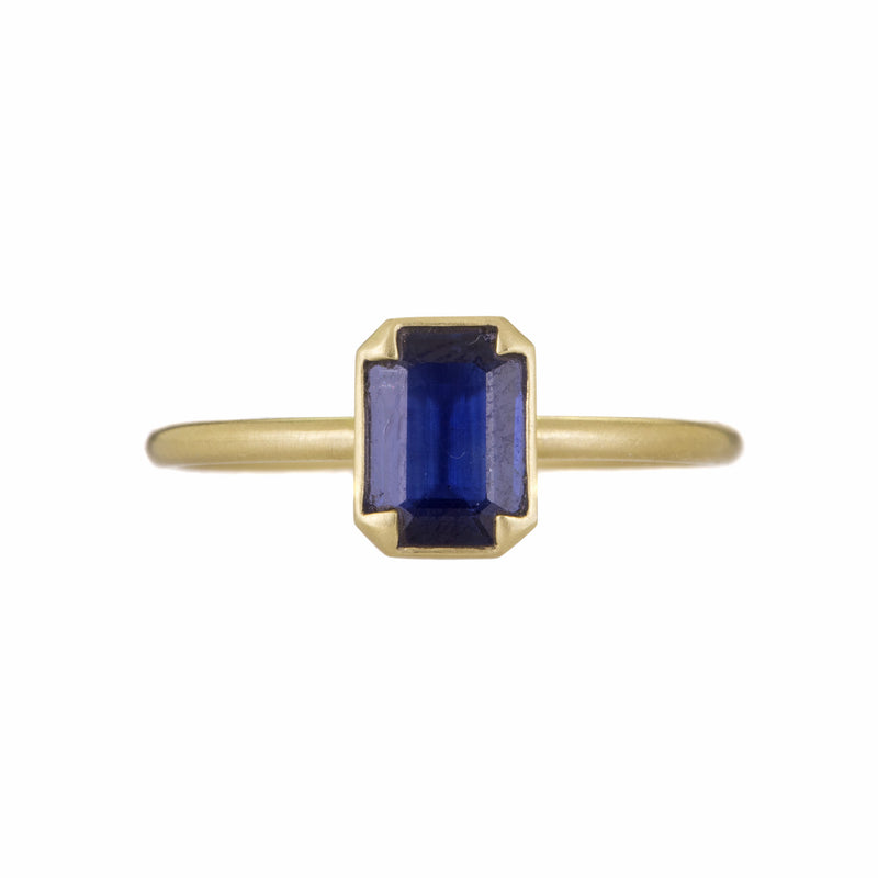 Gabriella Kiss Emerald Cut Unheated Blue Sapphire Ring | Quadrum Gallery