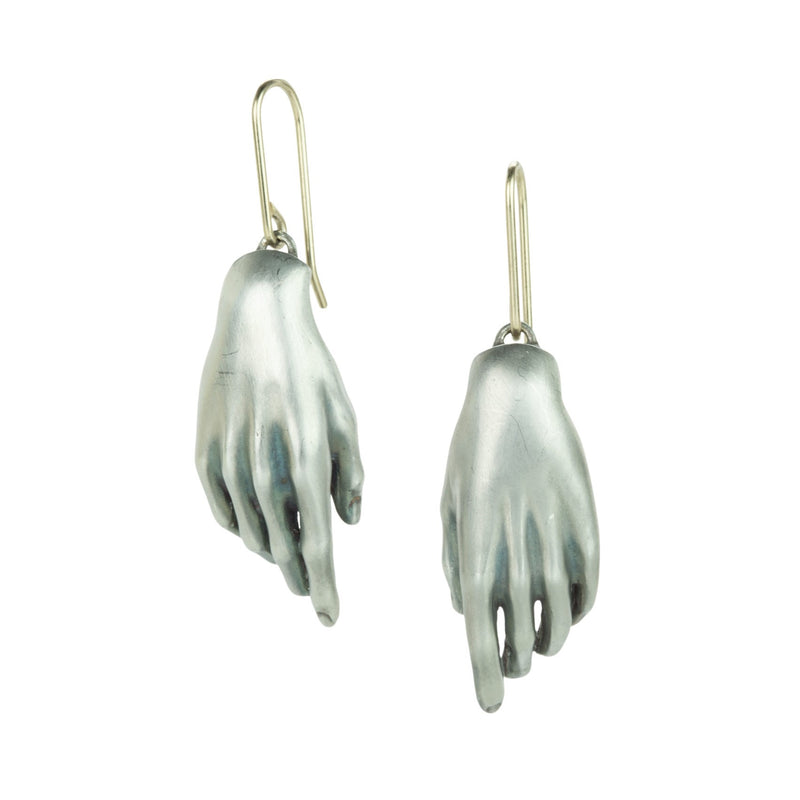 Gabriella Kiss Silver Carved Hand Drop Earrings | Quadrum Gallery