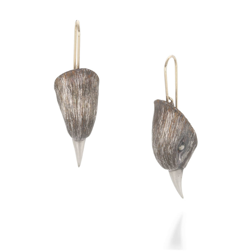 Gabriella Kiss Silver Carved Bird Head Drop Earrings | Quadrum Gallery