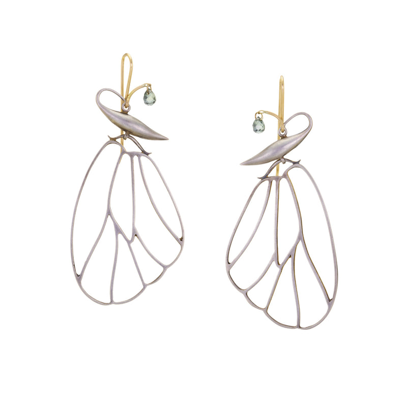 Gabriella Kiss Silver Butterfly Cell Wing Earrings with Sapphires | Quadrum Gallery