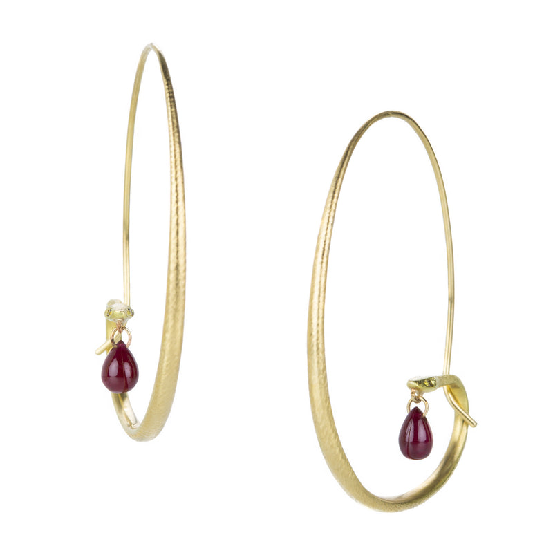 Gabriella Kiss 18k Large Snake Hoops with Teardrop Ruby Drops | Quadrum Gallery