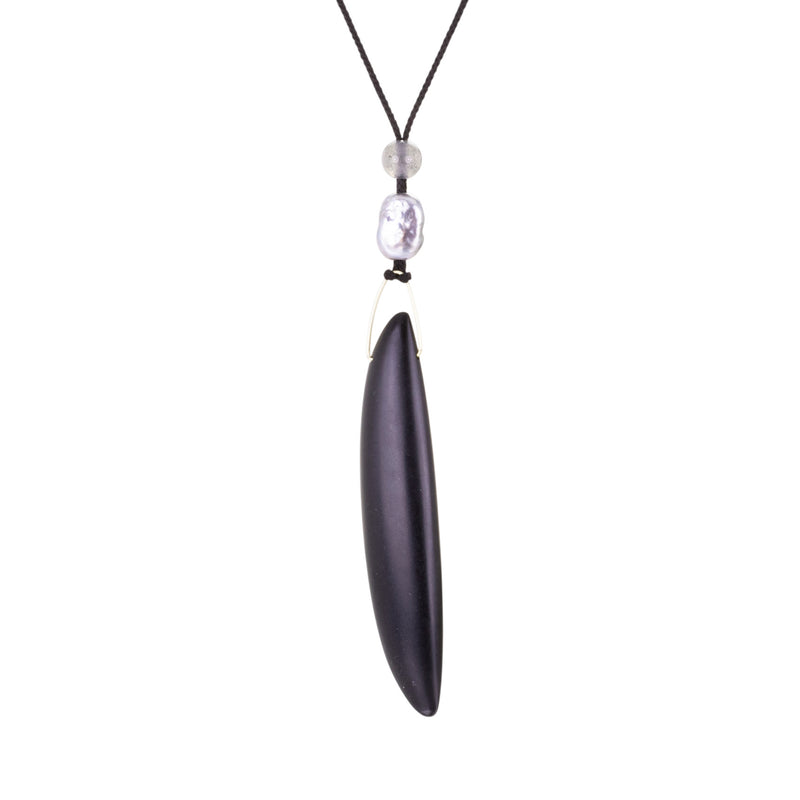 Gabriella Kiss 14k Black Jade Bean Pendant Necklace | Quadrum Gallery