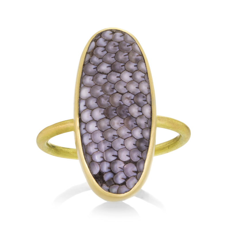 Gabriella Kiss Oval Fossilized Snakeskin Agate Ring | Quadrum Gallery