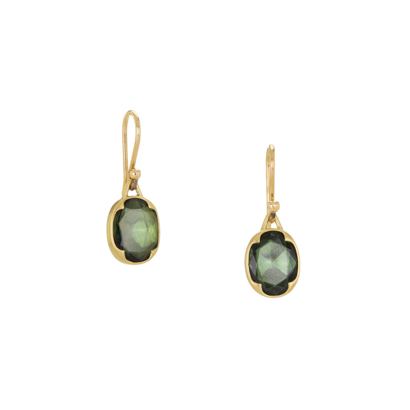 Gabriella Kiss Oval Faceted Green Sapphire Drop Earrings | Quadrum Gallery