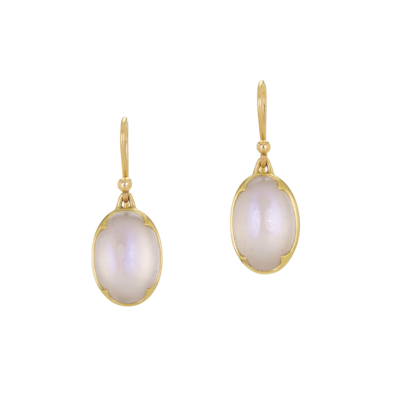 Gabriella Kiss Oval White Moonstone Cabochon Earrings | Quadrum Gallery