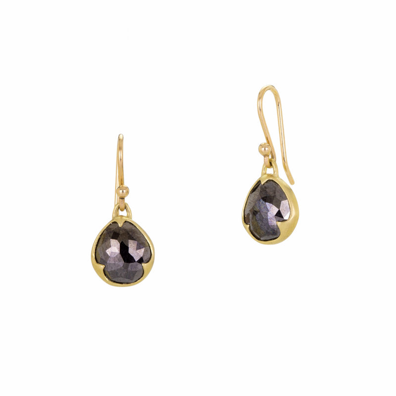 Gabriella Kiss Pear Shaped Rose Cut Black Diamond Drop Earrings | Quadrum Gallery