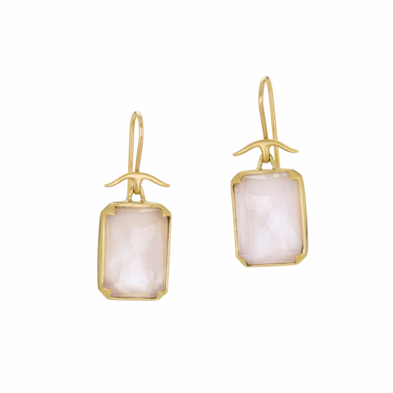 Gabriella Kiss Rose Quartz over Mother of Pearl Drop Earrings | Quadrum Gallery