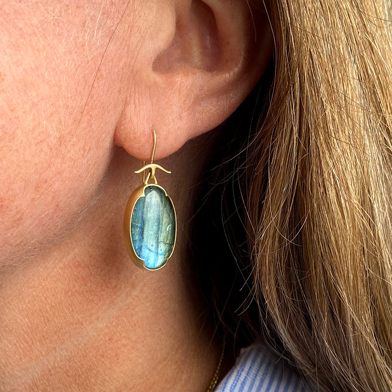 Gabriella Kiss Labradorite over Crystal Drop Earrings | Quadrum Gallery
