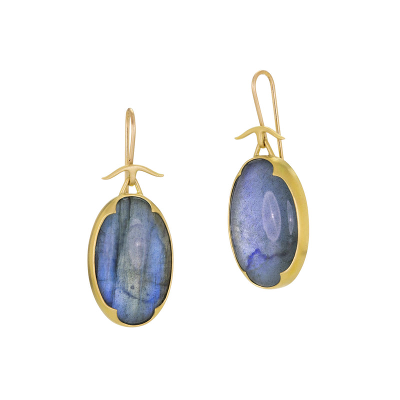 Labradorite over Crystal Drop Earrings