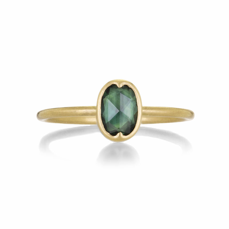Gabriella Kiss 18k Oval Faceted Green Sapphire Ring | Quadrum Gallery