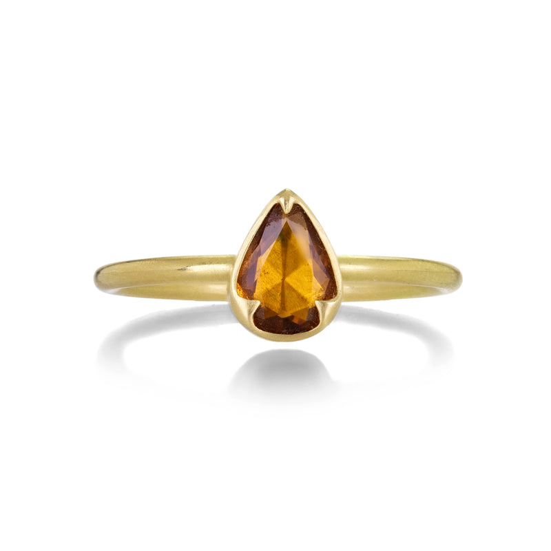 Gabriella Kiss 18k Pear Shaped Orange Sapphire Ring | Quadrum Gallery